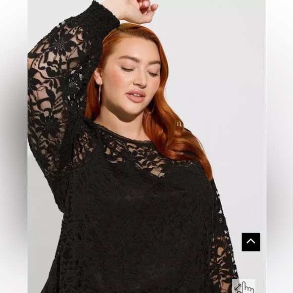 NWT Women’s Torrid Stretch Lace And Mesh Crew Neck Long Sleeve Top 4X - Picture 3 of 4